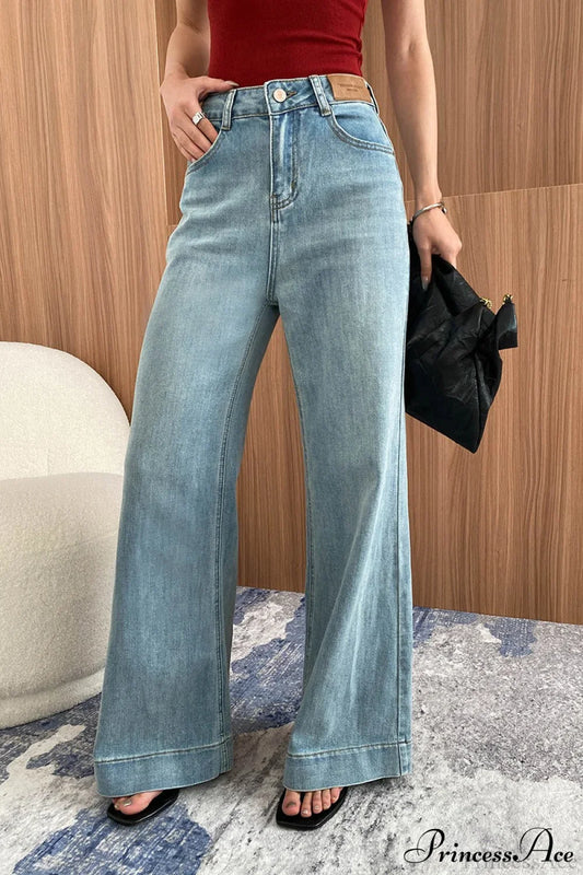 Washed High Waist Slimming Bootcut Loose Jeans