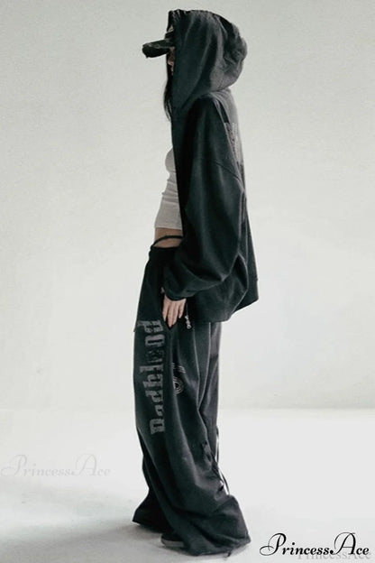 Washed Loose Wide-Leg Casual Pants
