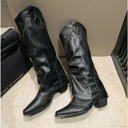 Western Cowboy Long Tube Punk Boot