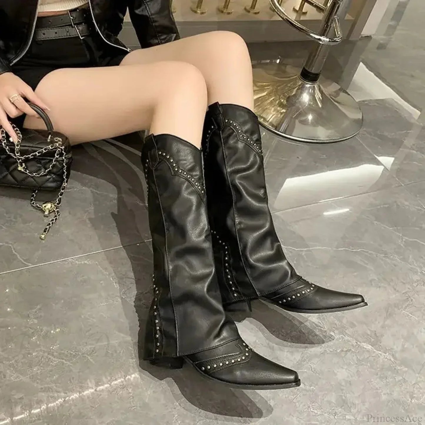 Western Cowboy Long Tube Punk Boot