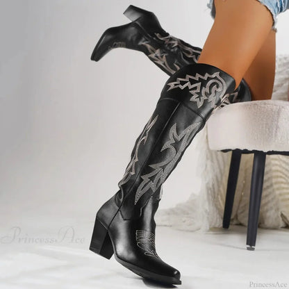 Western Tall Side Zipper Gothic Boot