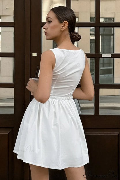 Zip-Front Corset Bodice Ruffle Waist Fit and Flare Mini Dress