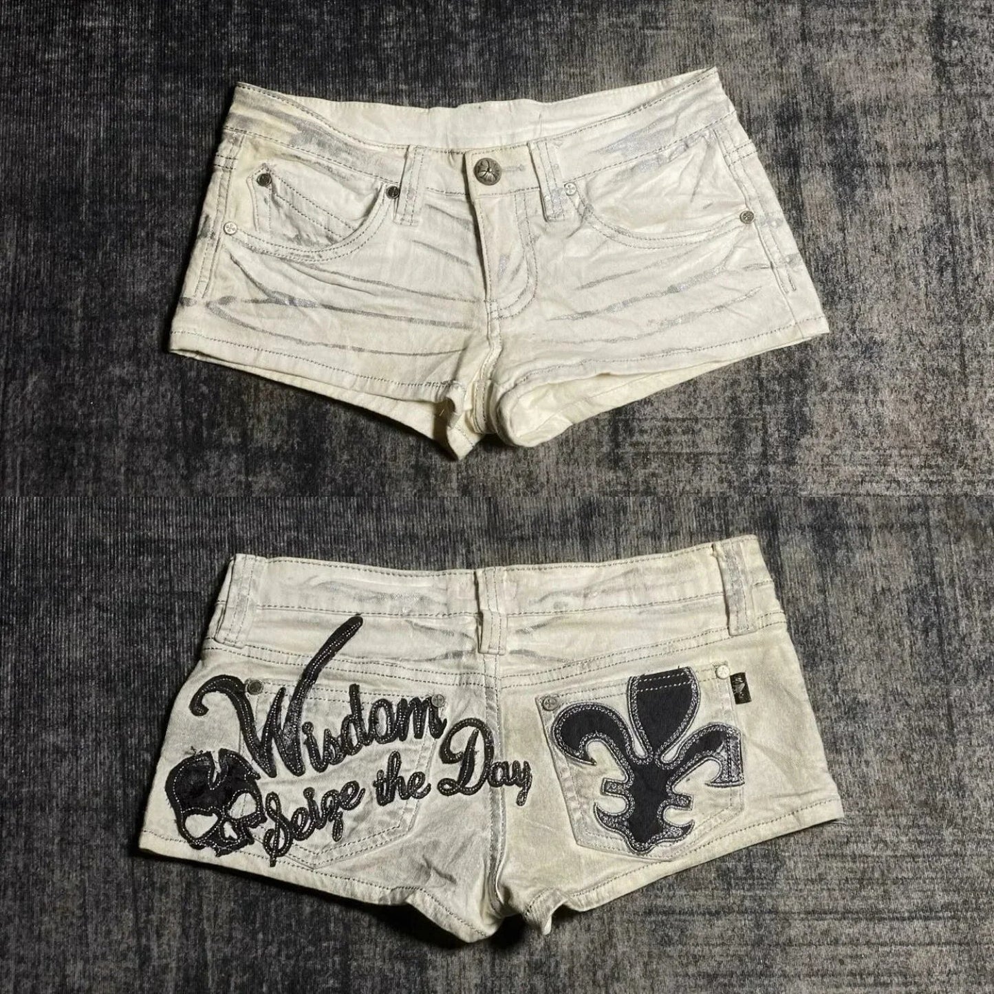 White Decorated Mini Short