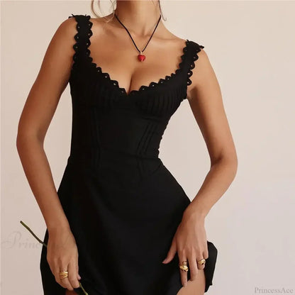 Sweetheart Neck Eyelet Lace Trim Rib Knit Tiered Hem Mini Dress