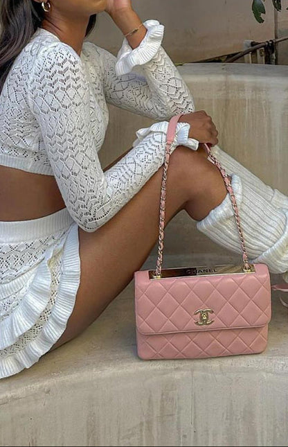 Amalfi White Knit Ruffle Top