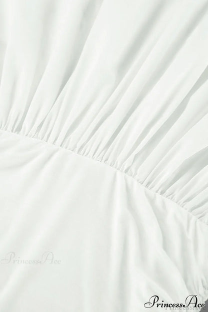 White Modal Strapless High Waist A Line Maxi Dress