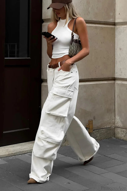Wide-Leg Pocket Draped Cargo Pants