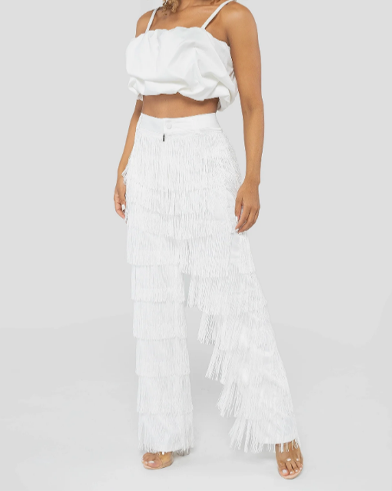 Sexy Slim Fitted Fringe Straight Leg Trousers (Pre-Sale)