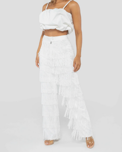 Sexy Slim Fitted Fringe Straight Leg Trousers (Pre-Sale)