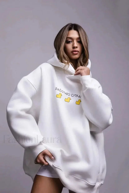 Women’s Casual Loose Fit Duck Print Hoodie