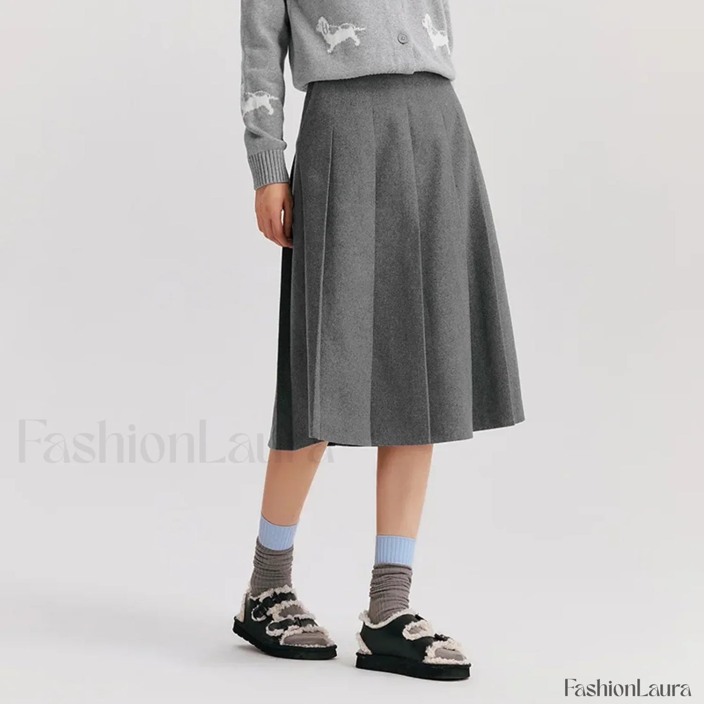 Woolen A-line Versatile Skirt