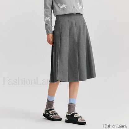 Woolen A-line Versatile Skirt