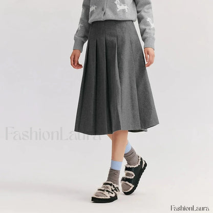 Woolen A-line Versatile Skirt