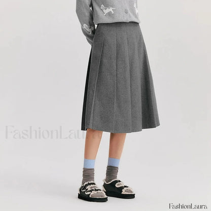 Woolen A-line Versatile Skirt