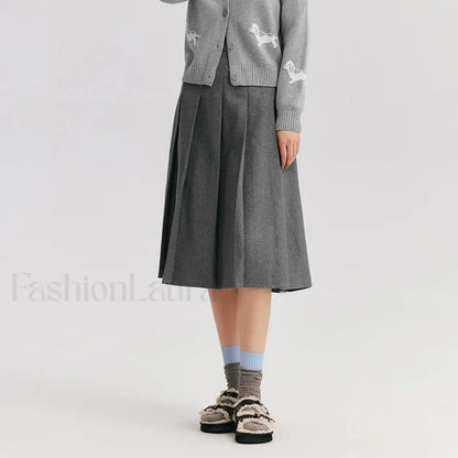 Woolen A-line Versatile Skirt
