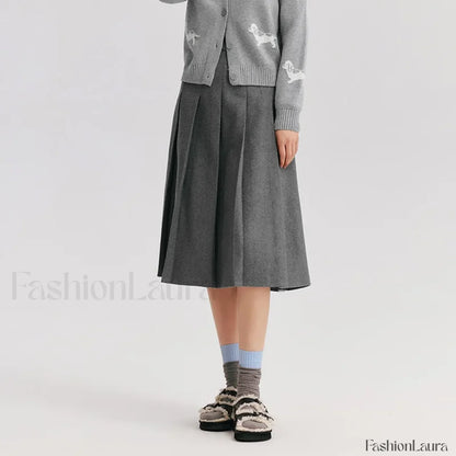 Woolen A-line Versatile Skirt