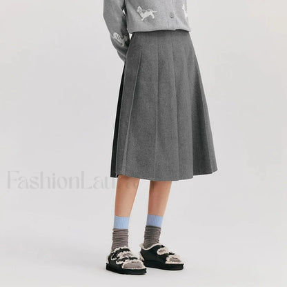 Woolen A-line Versatile Skirt