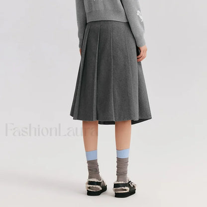 Woolen A-line Versatile Skirt