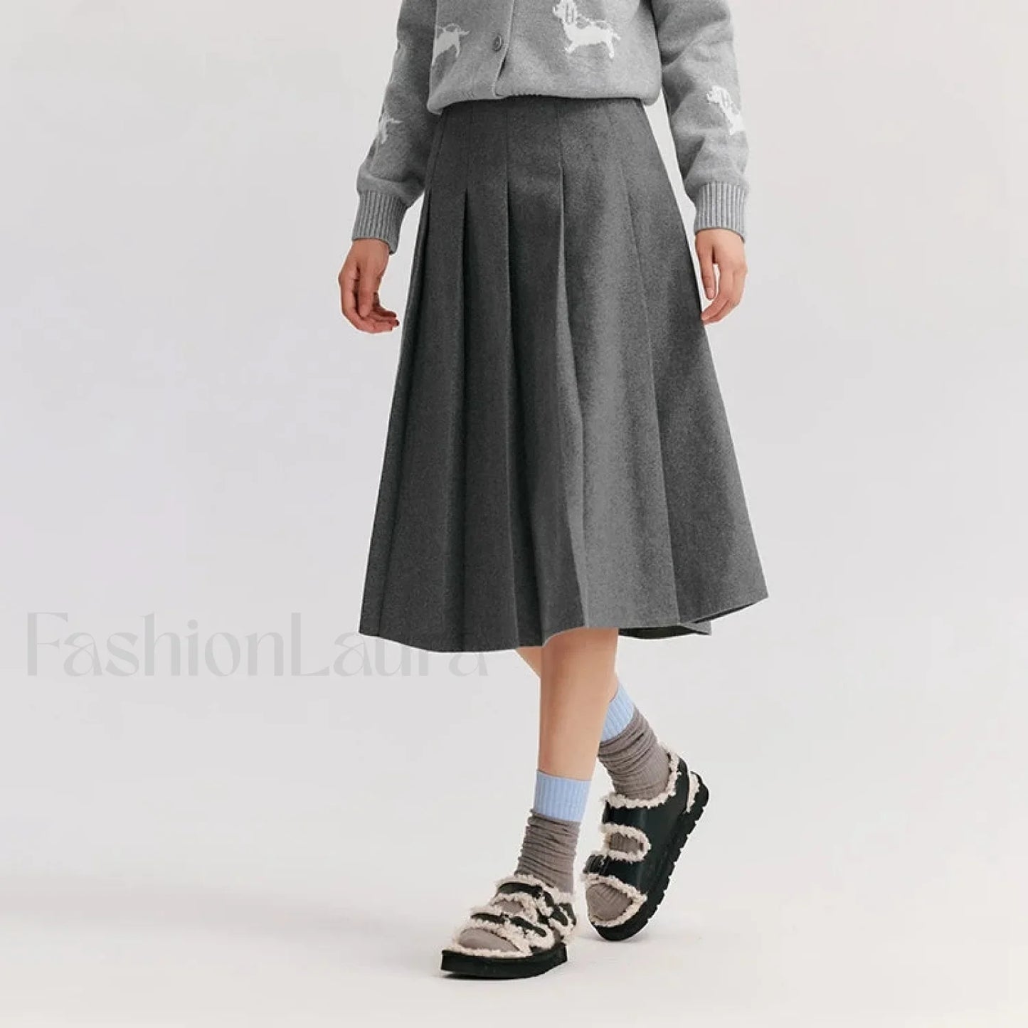Woolen A-line Versatile Skirt