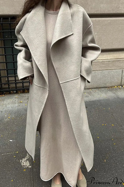 Woolen Tweed Mid Length Work Overcoat