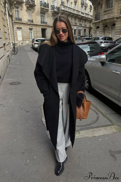 Woolen Tweed Mid Length Work Overcoat