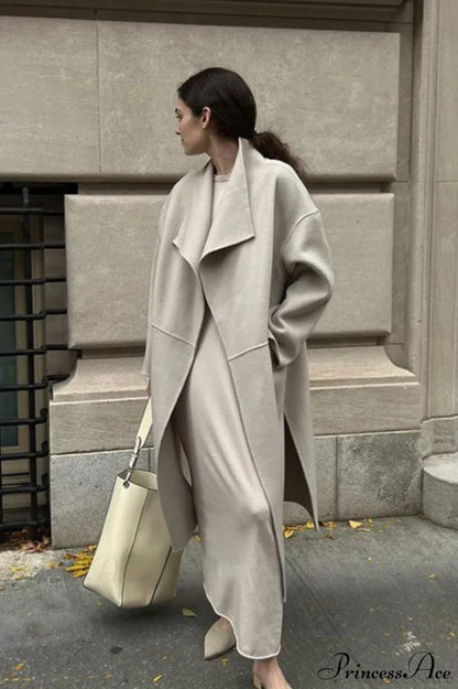 Woolen Tweed Mid Length Work Overcoat