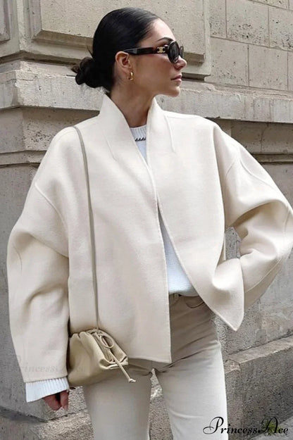 Woolen V-Neck Short Loose Chillax Coat