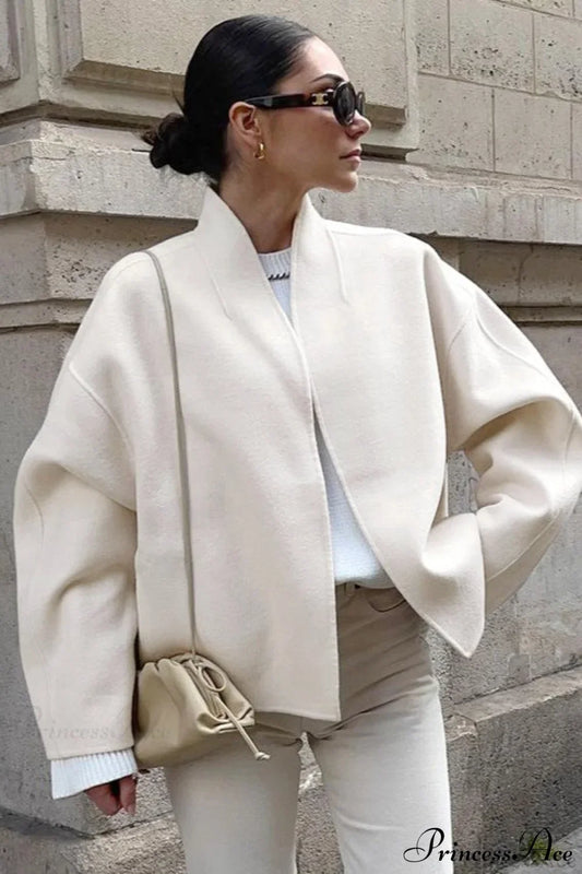 Woolen V-Neck Short Loose Chillax Coat