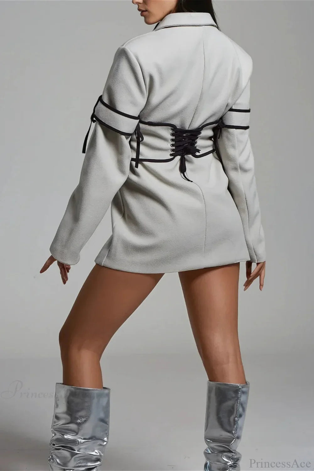 Woven Belted Lapel Waistcoat Coat