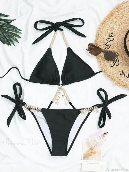 Wrap Around Metal Chains Bikini Set