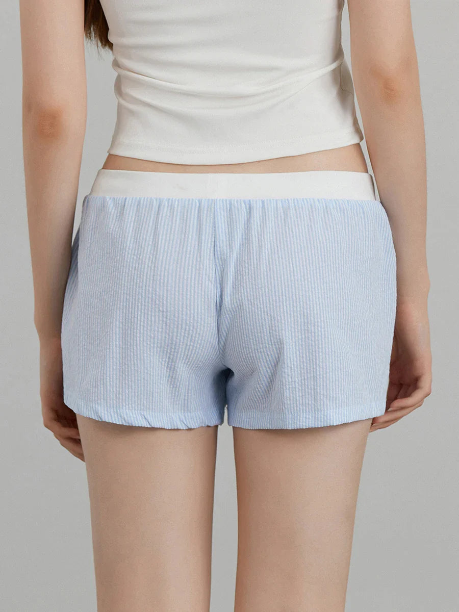 Cherry Striped Elastic Waist Short