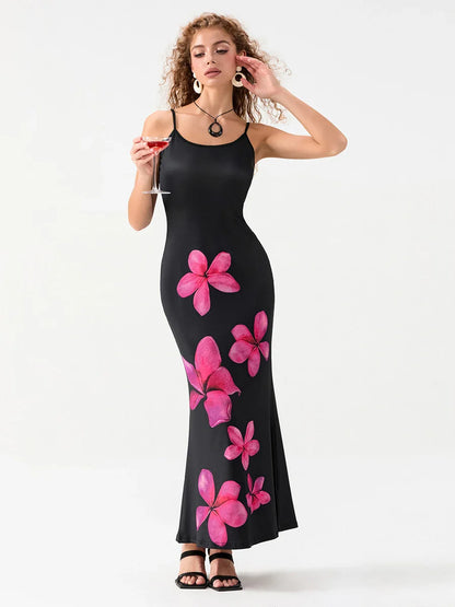 Floral Spaghetti Straps Sleeveless Slip Floral Dress