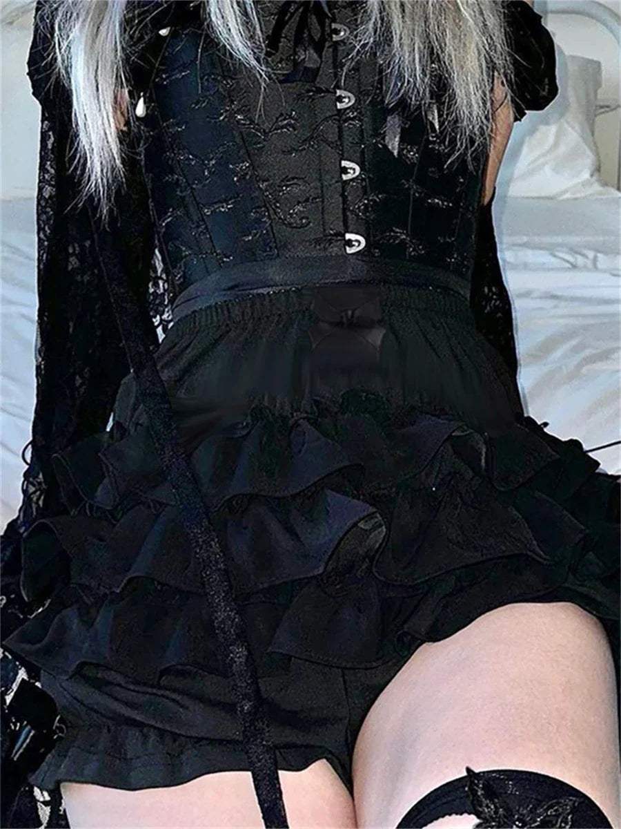 Gothic Black Layered Bloomer Short