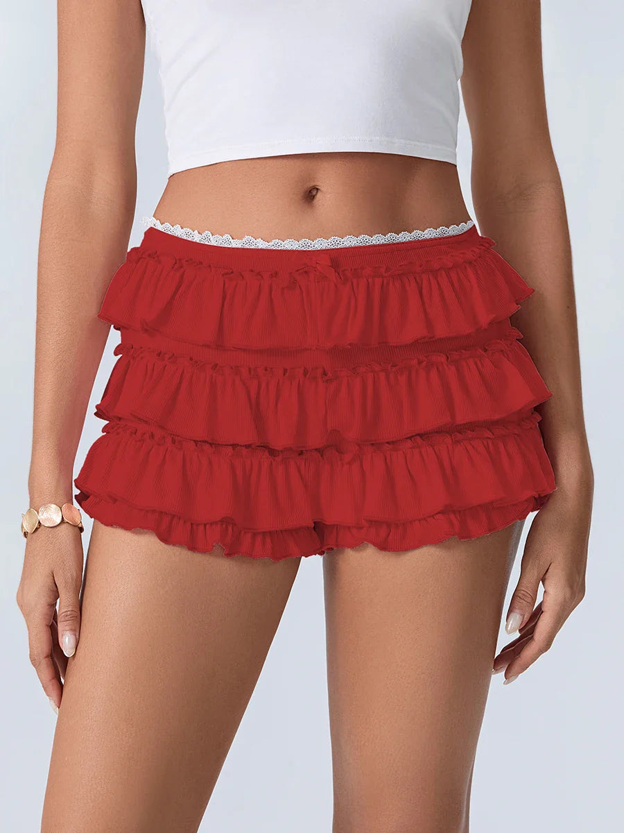 Tiered Ruffled Elastic Waist Short