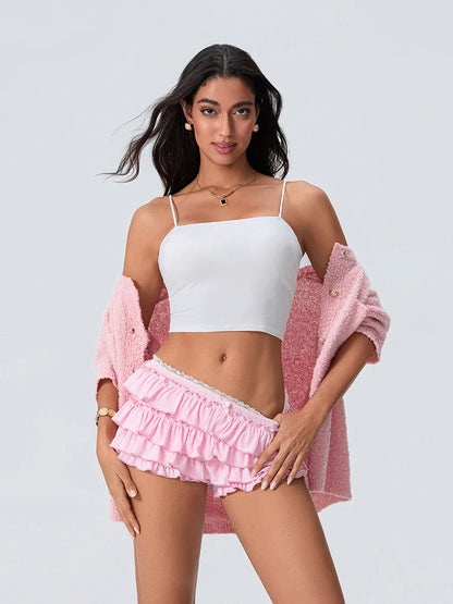 Tiered Ruffled Elastic Waist Short