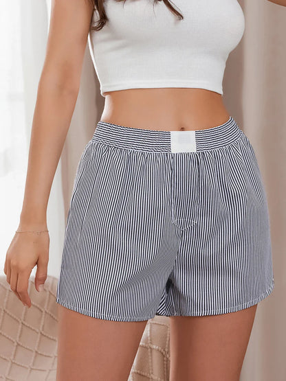 Striped Loose Wide Leg Lounge Short