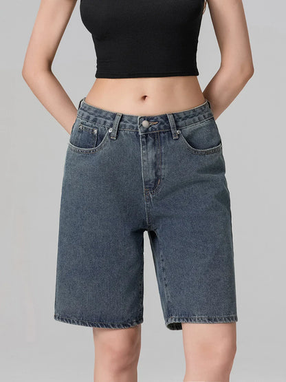 Low Waist Straight Leg Denim Short