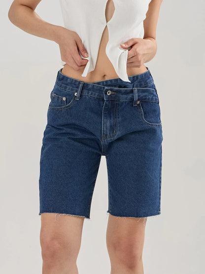 Crossover Asymmetrical Denim Short