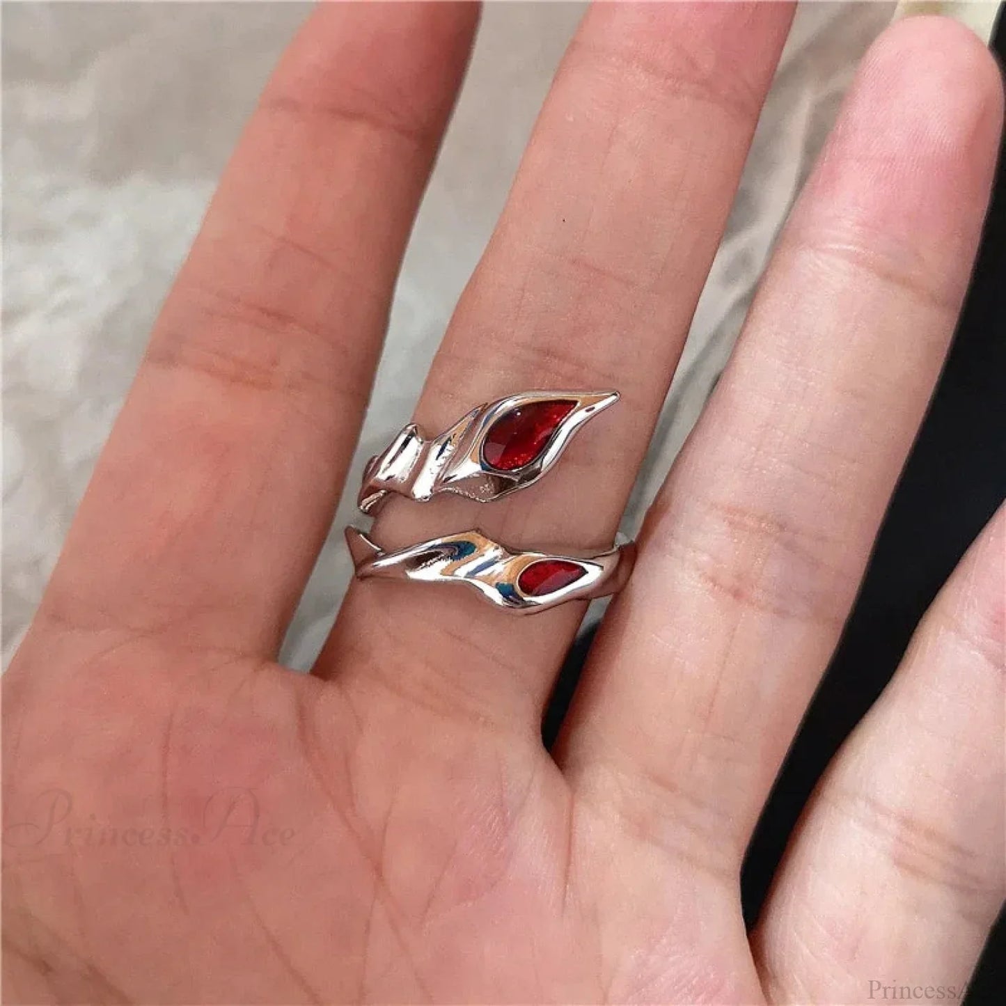 Y2K Gothic Animal Spider Crimson Crystal Ring