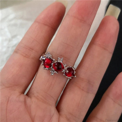 Y2K Gothic Animal Spider Crimson Crystal Ring