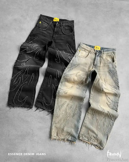 Y2K Gothic Tear Embroidered Pant