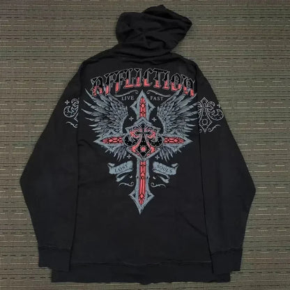 Y2K Mysterious Needlework Zipper Hoodie