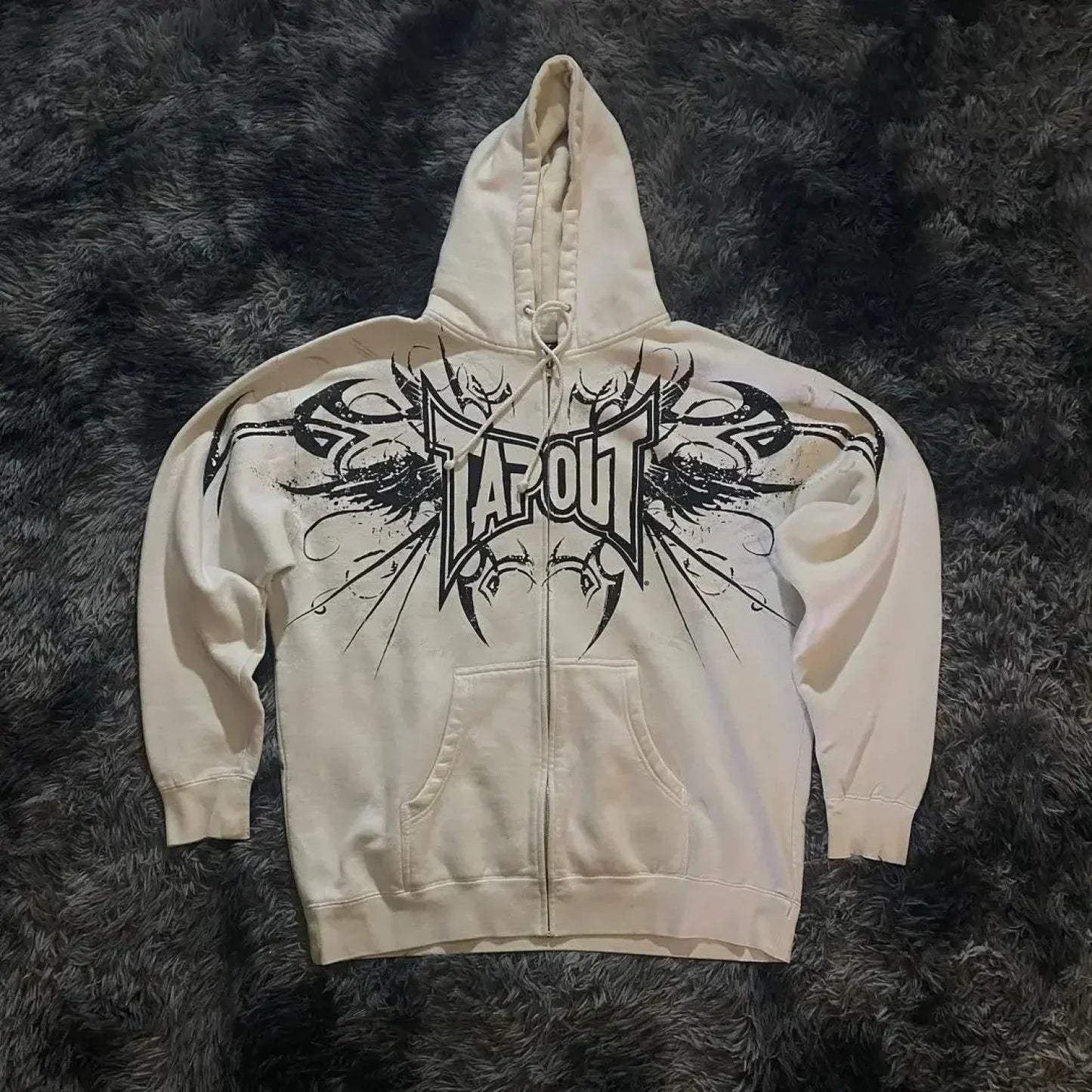 Y2K Mysterious Printed Zipper Hoodie