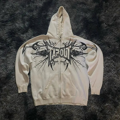 Y2K Mysterious Printed Zipper Hoodie