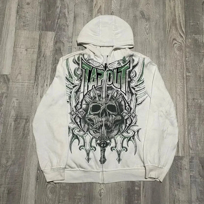 Y2K Mysterious Printed Zipper Hoodie