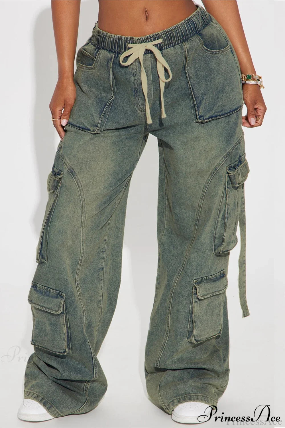 Y2K Street Hip-Hop Denim Cargo Pants