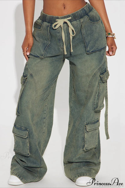 Y2K Street Hip-Hop Denim Cargo Pants