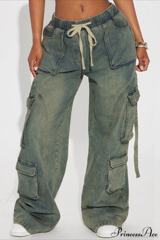 Y2K Street Hip-Hop Denim Cargo Pants