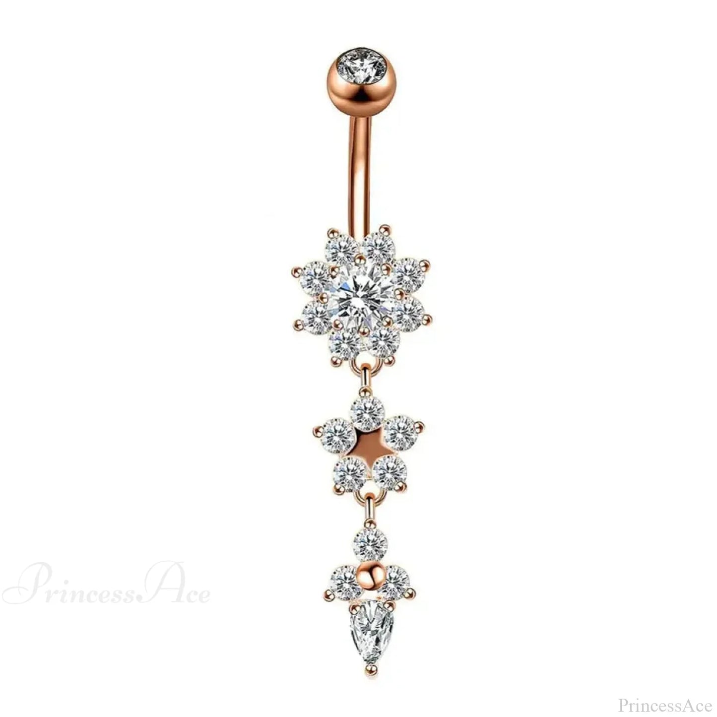 Yellow CZ Butterfly Heart Gothic Belly Ring