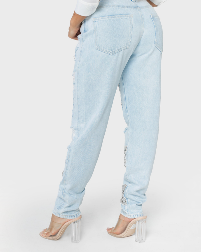 High-Waisted Star-Embellished Jeans (Pre-Sale)